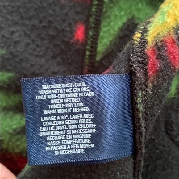 Girl’s Ralph Lauren Black Fleece Jacket with Red and Green Southwestern print - Picture 10 of 10